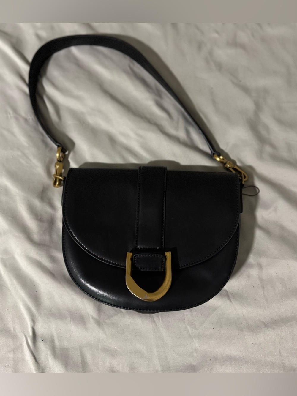 Charles & Keith Gabine saddle shoulder bag with Gold Hardware